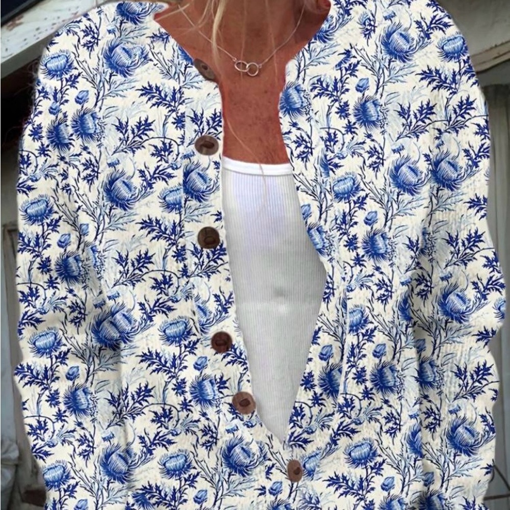 floral lightweight cardigan sweater size medium